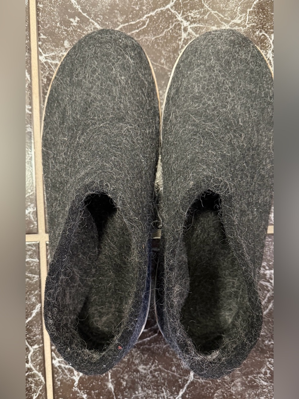Glerups Charcoal Felted Wool Shoe Slippers EU 46 Men 12 Rubber Sole